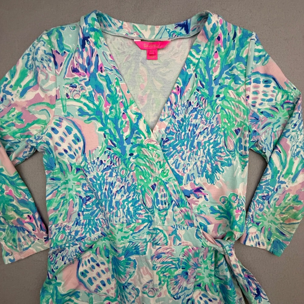 Lilly Pulitzer Karlie Wrap Romper Women Medium Amethyst Tint Crayesa Floral Wrap - Picture 4 of 16